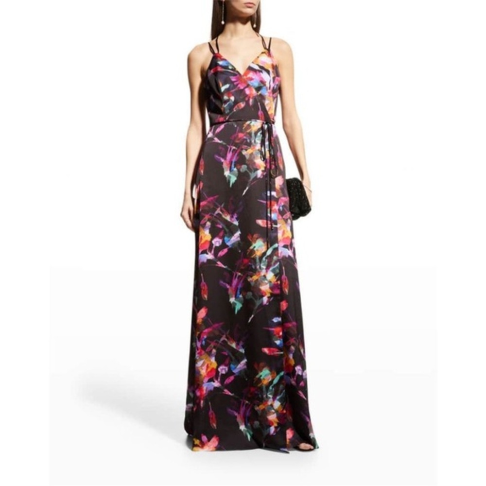Aidan Aidan Mattox NWT Sz 10 Ret $245 Multicolor Maxi Floral Wrap Dress